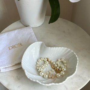 FULL SET Dior Authentic Pearl choker necklace with gold CD 30 Montaigne emblem